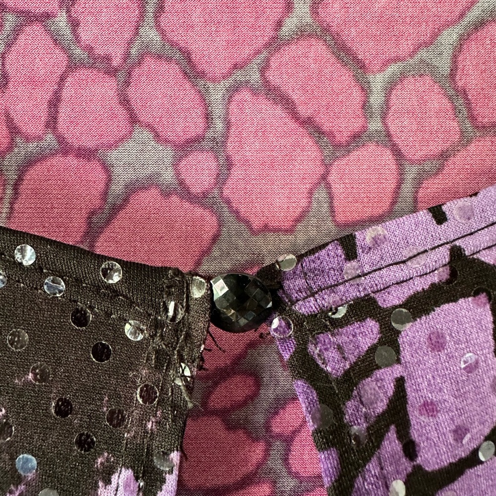 💜 MSK Beaded Jacket 2X Sheer Overlay Purple Pink Animal Print - Picture 4 of 11